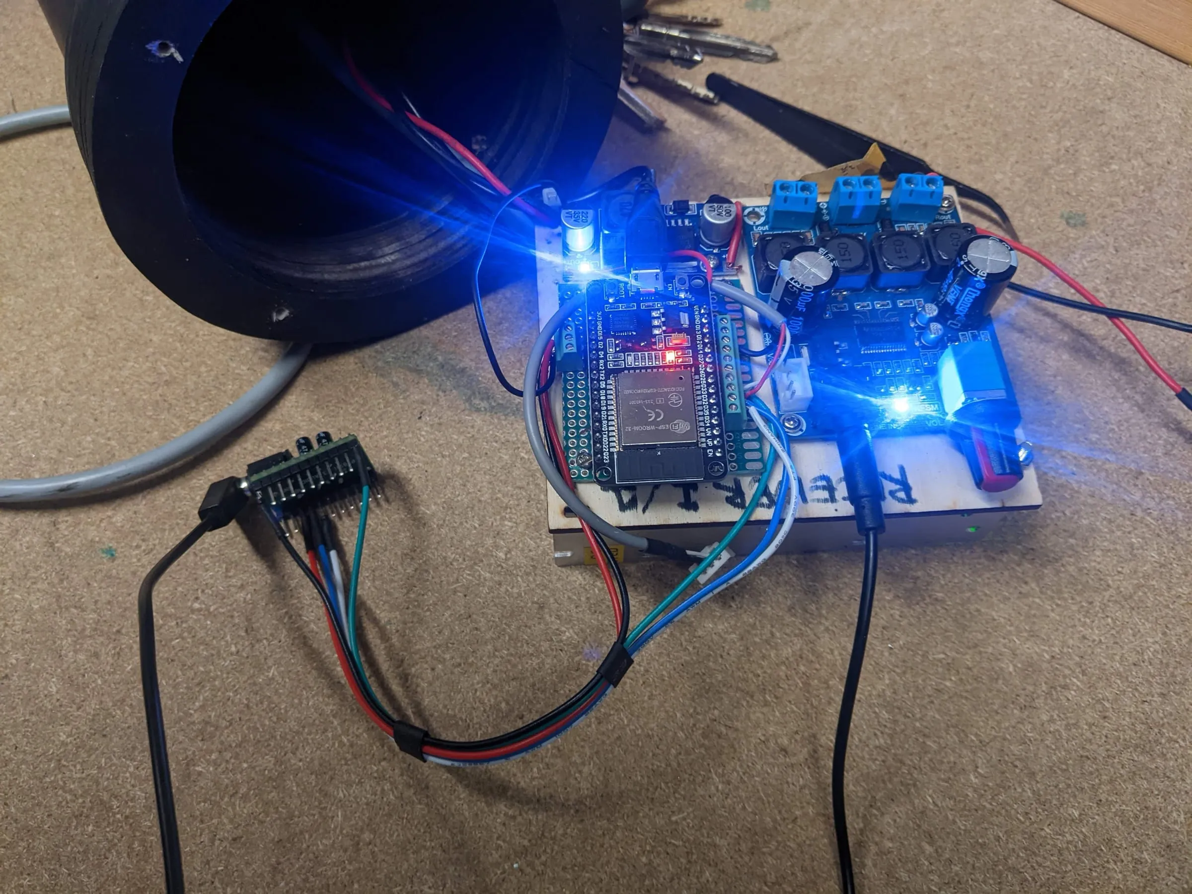 Bench testing the drive electronics against a glass string