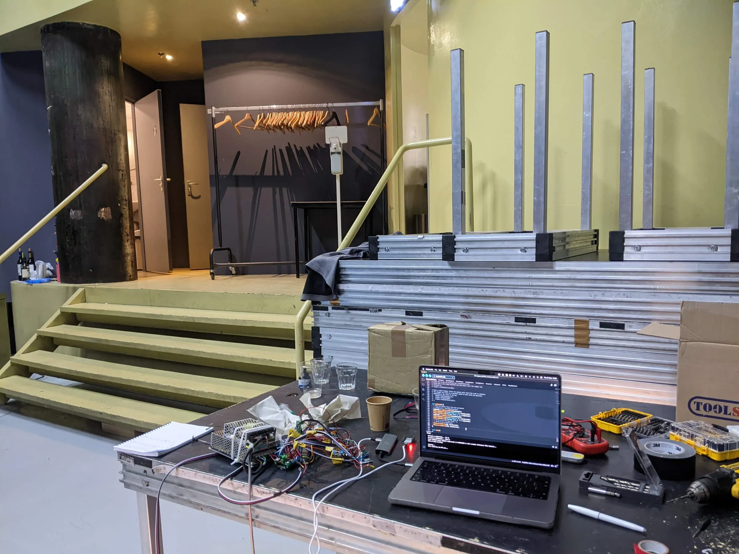 The installation set up in the space