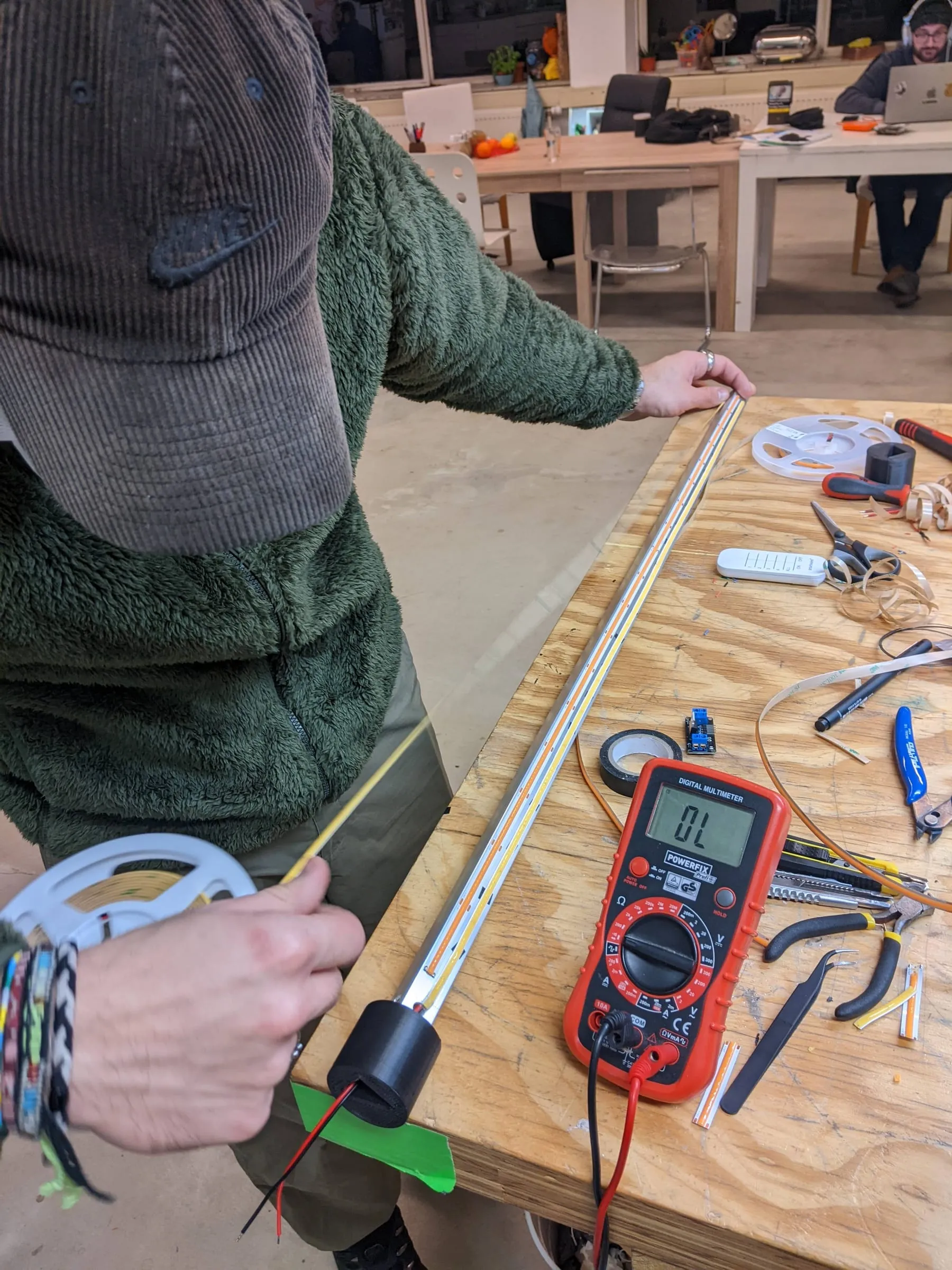 Measuring an LED strip on the bench